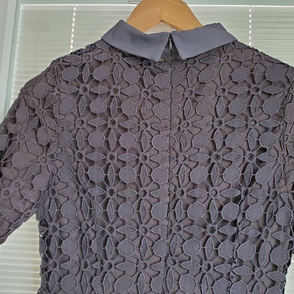 Polagram grey lace short sleeve dress size S - Picture 3 of 7